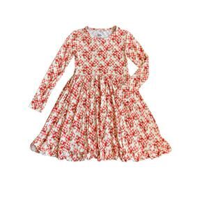 Dream Big Little Bamboo Checkered Vintage Santa Ruffle Dress 7-8